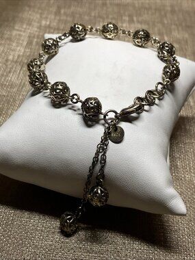 Vintage Sterling Silver 925 Filigree Bead Bracelet